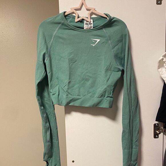 Gymshark Tops - Gymshark Women's Teal Long Sleeve Crop Gym Top Shirt Exercise Yoga Small